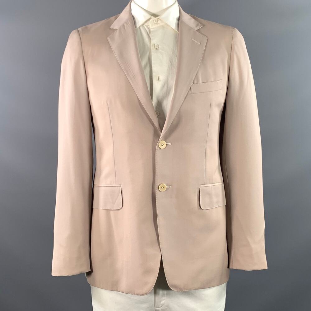 GUCCI Chest Size 42 Khaki Solid Wool Notch Lapel Sport Coat